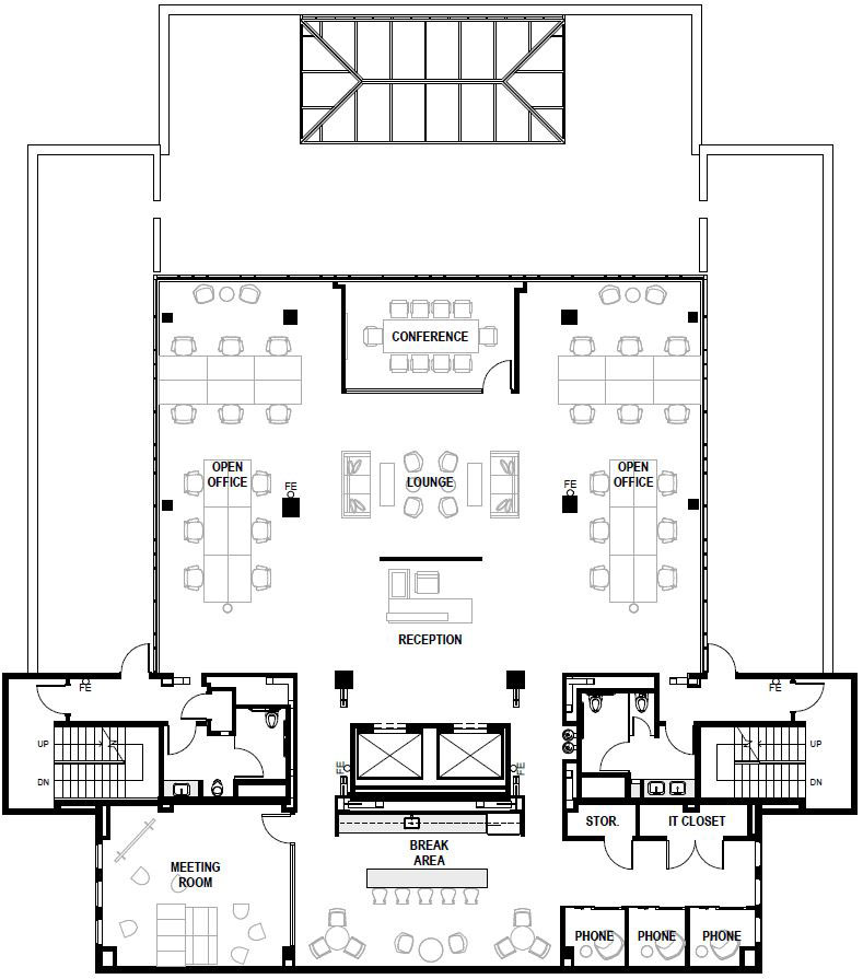 Hypothetical Floor Plan with Conceptual Furniture Layout for Suite 600